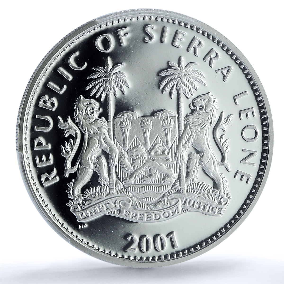 Sierra Leone 10 dollars Tiger Coloured KM-247.2 Cat PR 69 PCGS silver coin 2001
