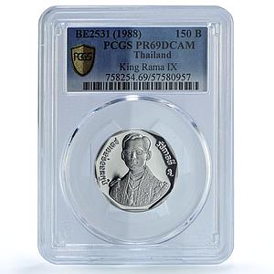 Thailand 150 baht King Rama IX Rajamangala Y#213 PR 69 PCGS silver coin 1988