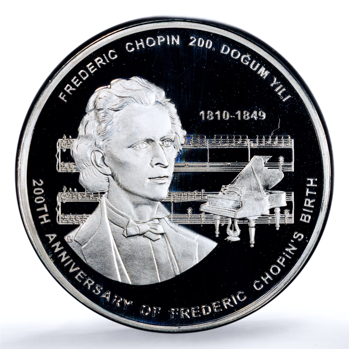 Turkiye 50 lira Frederic Chopin KM-1252 Music Composer PR 69 PCGS Ag coin 2009
