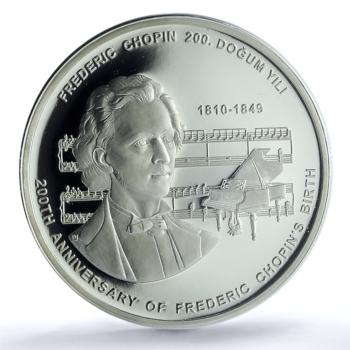 Turkiye 50 lira Frederic Chopin KM-1252 Music Composer PR 69 PCGS Ag coin 2009