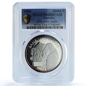Uganda 20000 shillings Central Bank Gorilla Monkey PR 68 PCGS silver coin 2006