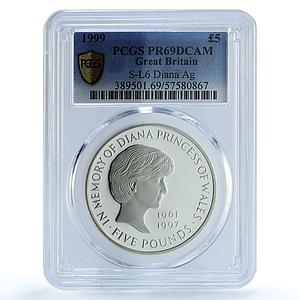 Great Britain 5 pounds Princess Diana Wales KM-997a PR 69 PCGS silver coin 1999