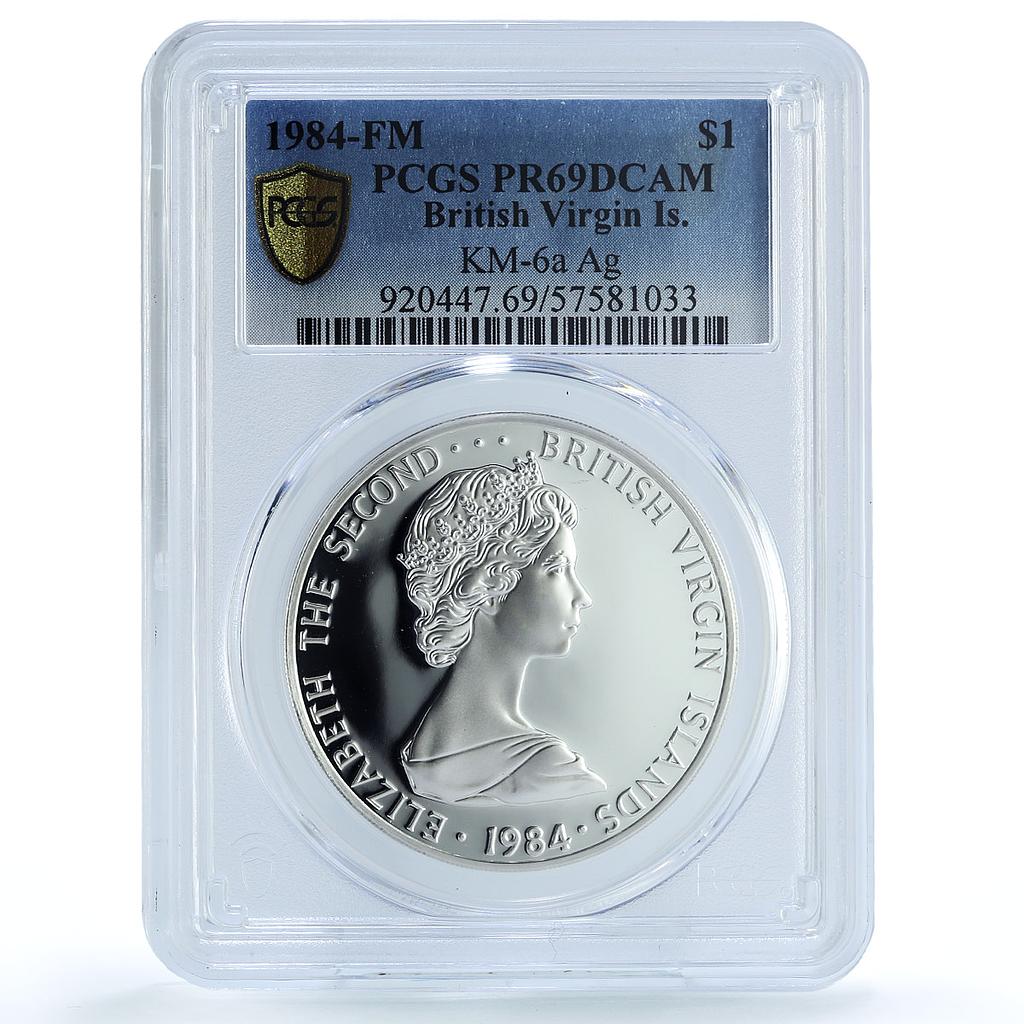 British Virgin Islands 1 dollar Elizabeth II KM-6a PR 69 PCGS silver coin 1984