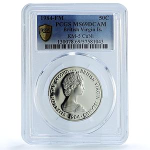 British Virgin Islands 50 cents Elizabeth II KM-5 Bird PR 69 PCGS CuNi coin 1984