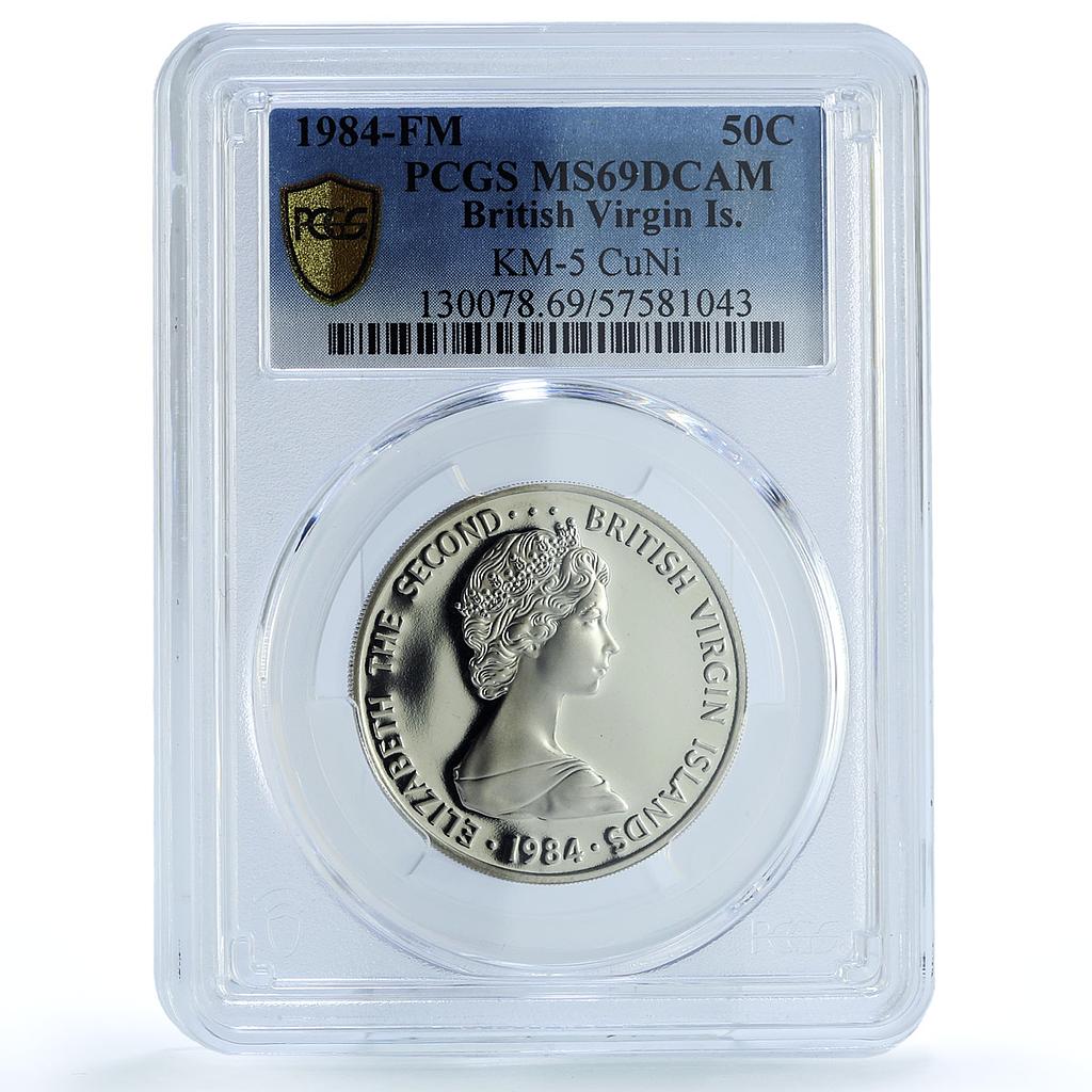 British Virgin Islands 50 cents Elizabeth II KM-5 Bird PR 69 PCGS CuNi coin 1984