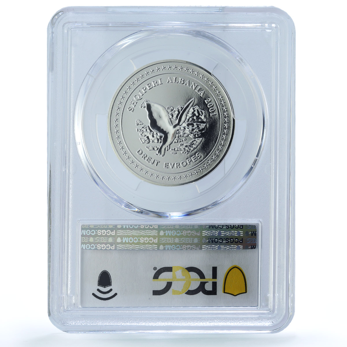 Albania 100 leke European Integration KM-84 Dove Bird MS69 PCGS silver coin 2001