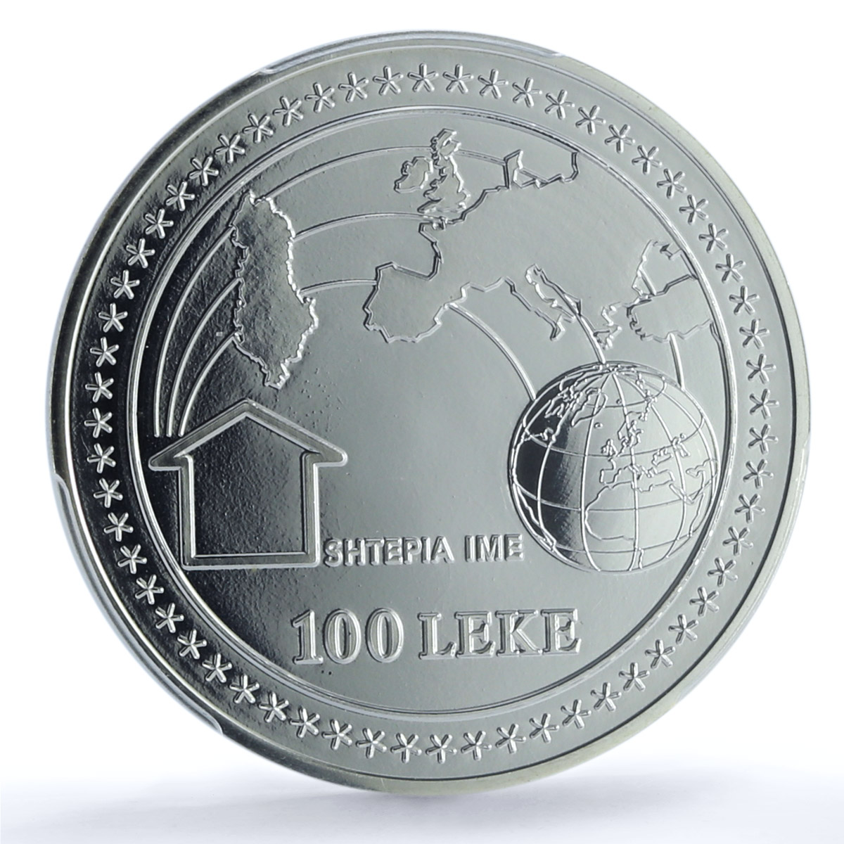Albania 100 leke European Integration KM-84 Dove Bird MS69 PCGS silver coin 2001