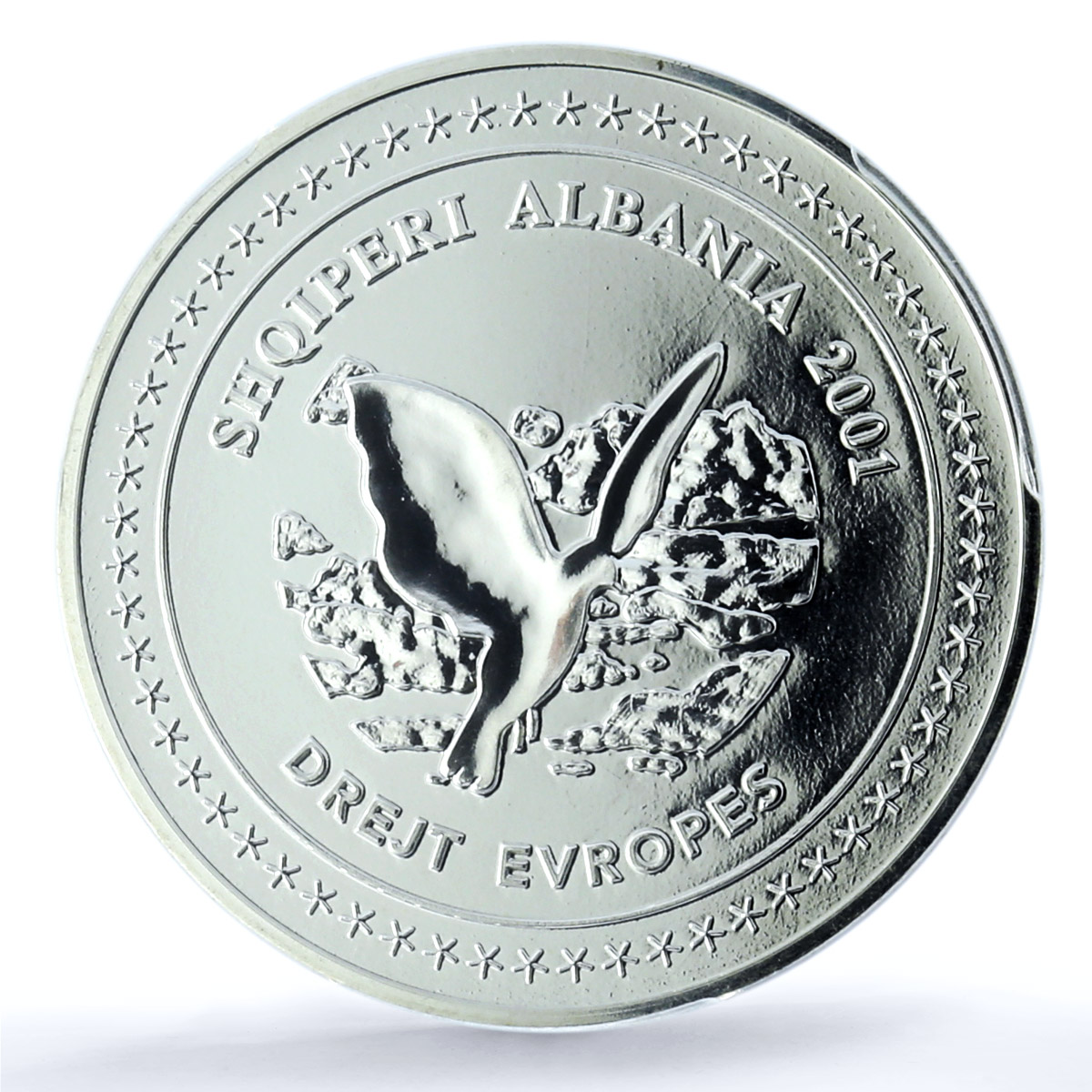 Albania 100 leke European Integration KM-84 Dove Bird MS69 PCGS silver coin 2001