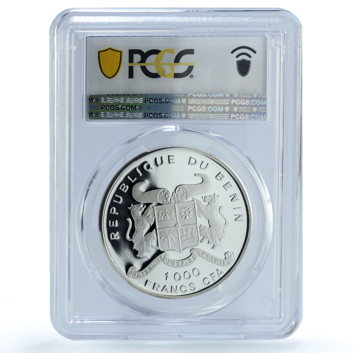 Benin 1000 francs Panthera Coloured KM-19 Fauna Cat PR 69 PCGS silver coin 1996