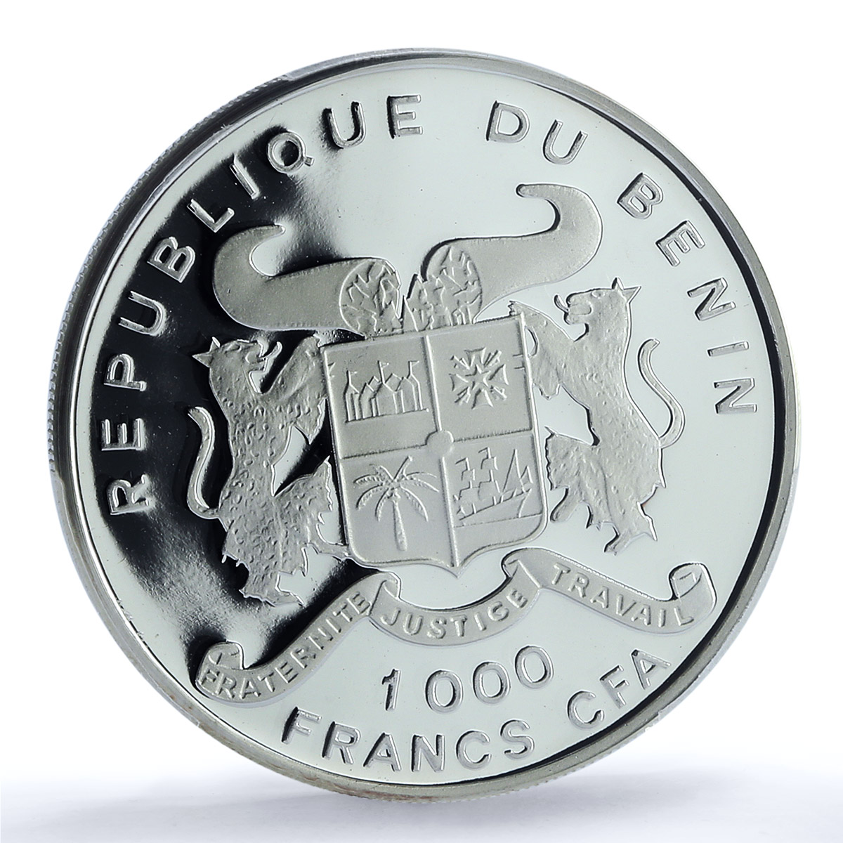 Benin 1000 francs Panthera Coloured KM-19 Fauna Cat PR 69 PCGS silver coin 1996