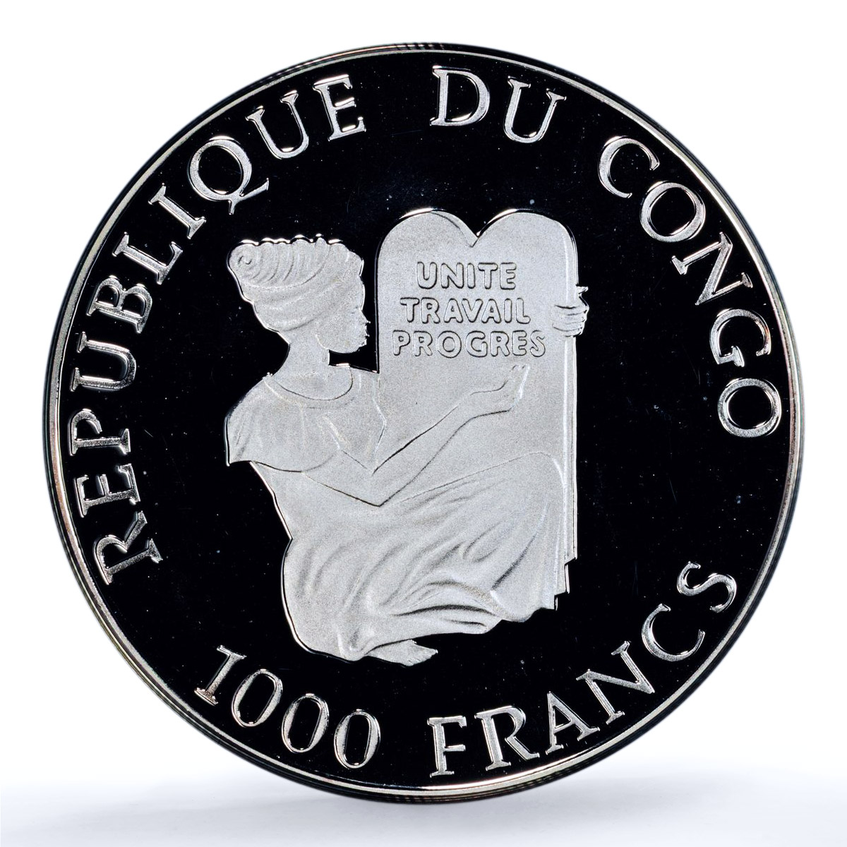 Congo 1000 francs Panther Coloured KM-25 Fauna Cat PR 69 PCGS silver coin 1996