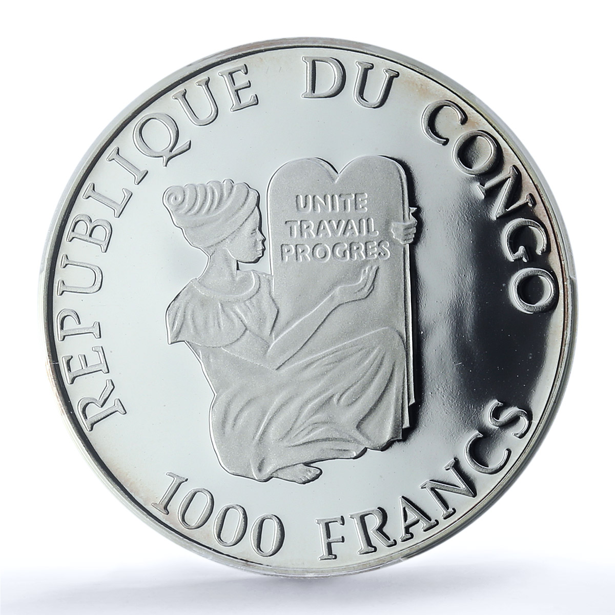 Congo 1000 francs Panther Coloured KM-25 Fauna Cat PR 69 PCGS silver coin 1996