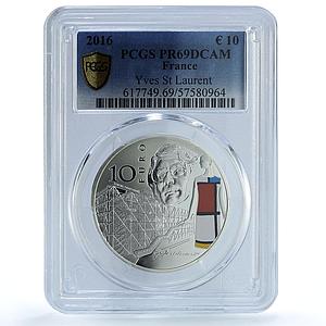 France 10 euros Yves Saint Laurent KM-2284 Culture PR 69 PCGS silver coin 2016