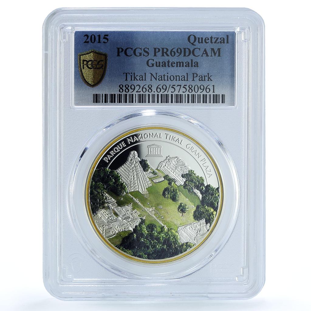 Guatemala 1 quetzal Tikal Gran Plaza Park Maya PR 69 PCGS silver coin 2015