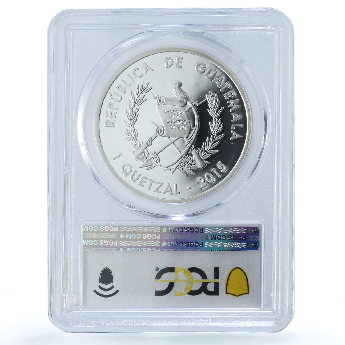 Guatemala 1 quetzal Tikal Gran Plaza Park Maya PR 69 PCGS silver coin 2015