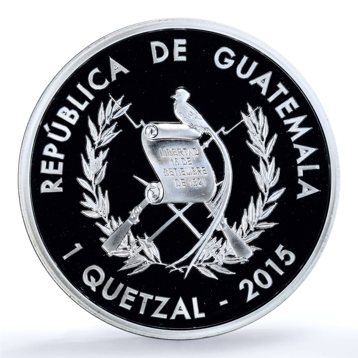Guatemala 1 quetzal Tikal Gran Plaza Park Maya PR 69 PCGS silver coin 2015