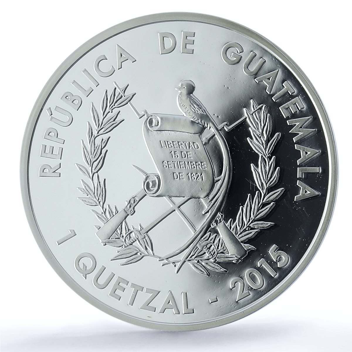 Guatemala 1 quetzal Tikal Gran Plaza Park Maya PR 69 PCGS silver coin 2015