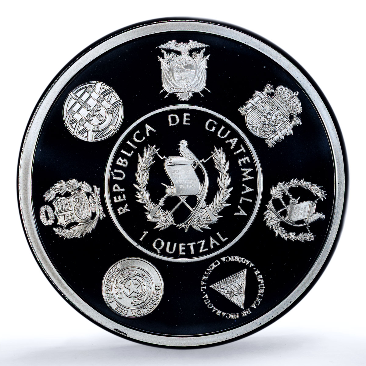 Guatemala 1 quetzal Ibero-American Railways KM-297 Train PR 70 PCGS Ag coin 2019