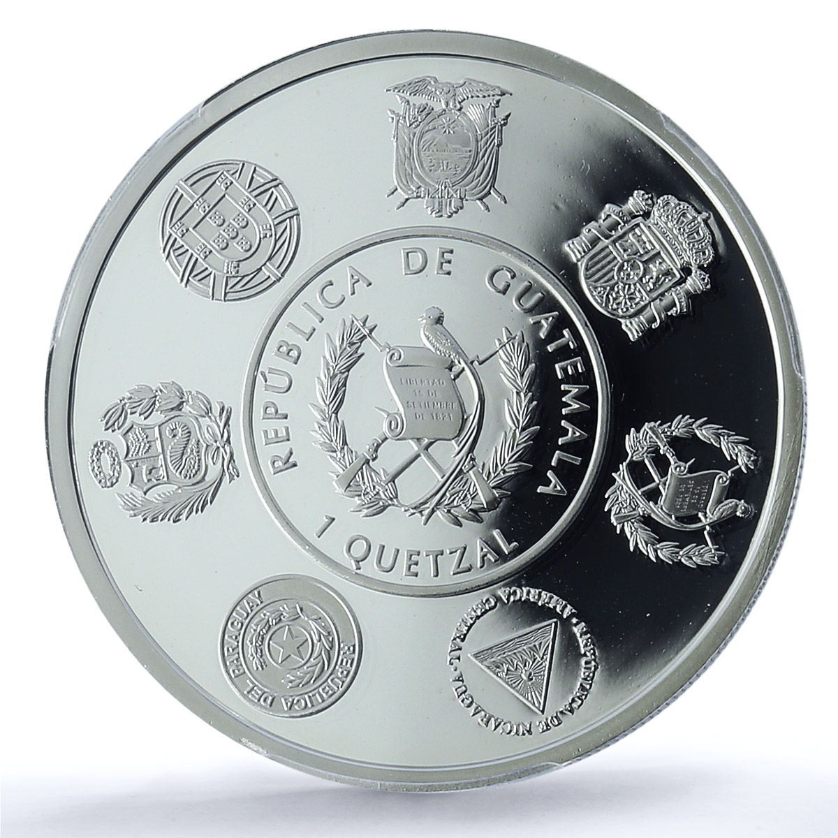 Guatemala 1 quetzal Ibero-American Railways KM-297 Train PR 70 PCGS Ag coin 2019