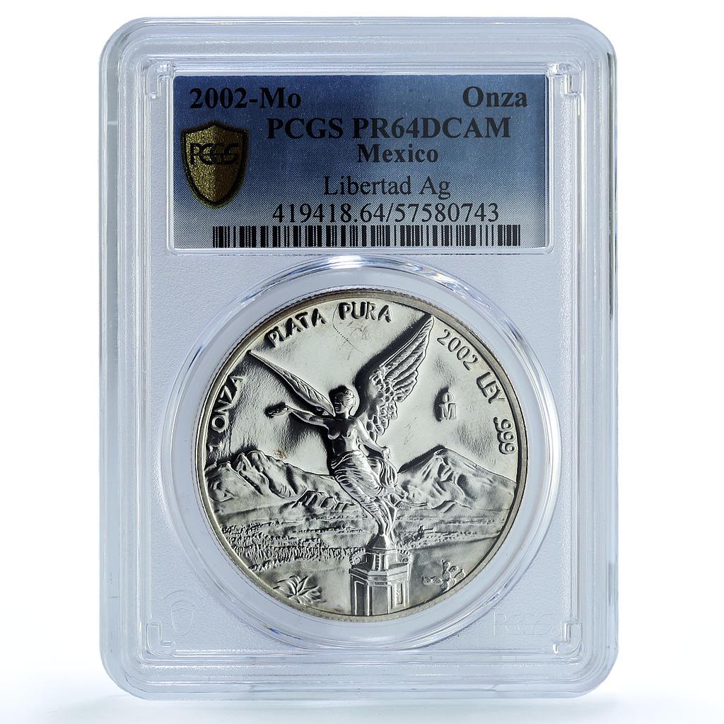 Mexico 1 onza Libertad Angel of Independence KM-639 PR 64 PCGS silver coin 2002 Mexico 1 onza Libertad Angel of Independence KM-639 PR 64 PCGS silver coin 2002