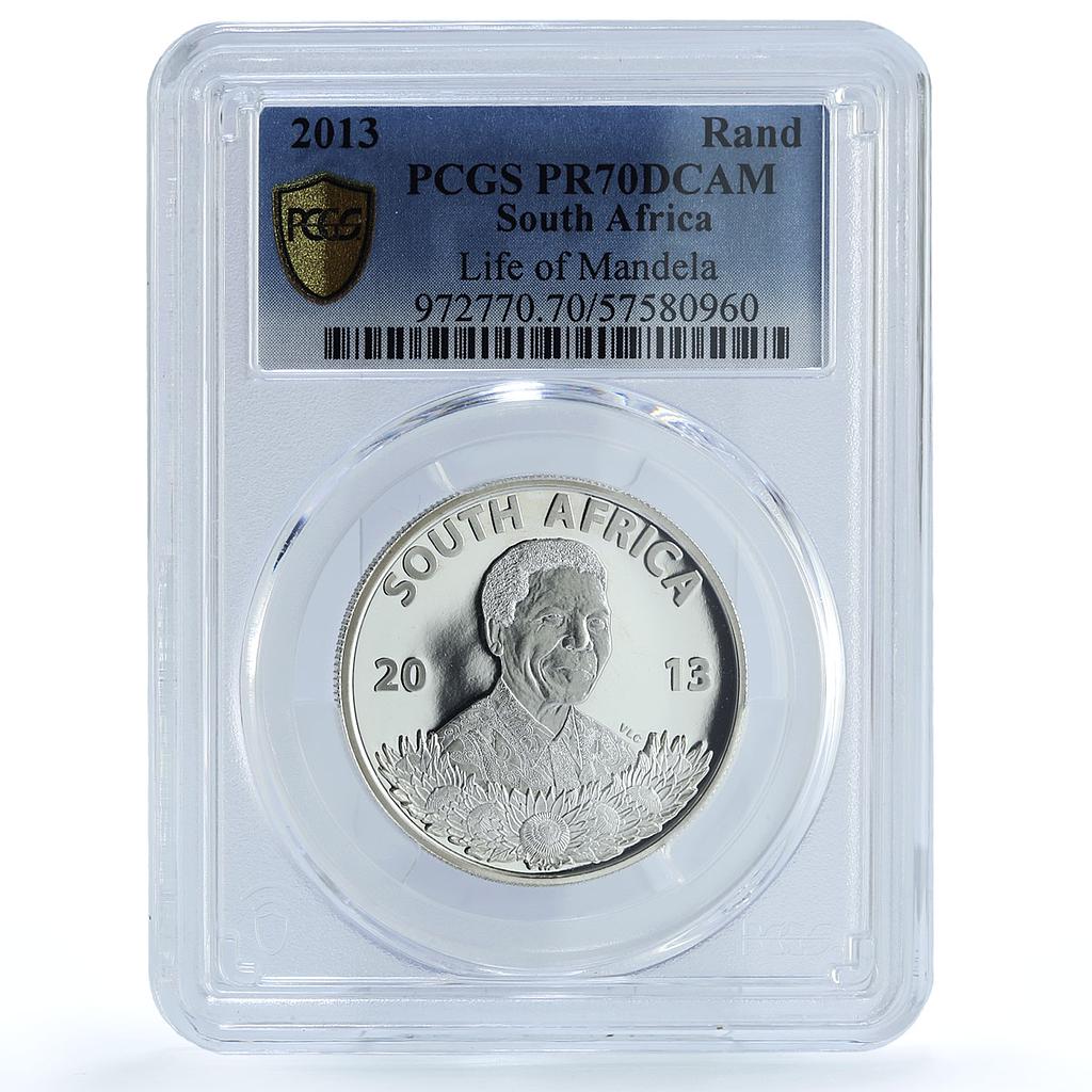 South Africa 1 rand Nelson Mandela Mqhekezweni PR 70 PCGS silver coin 2013