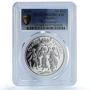 Ukraine 10 hryvnias Whitsunday KM-225 Religion PR 69 PCGS silver coin 2004