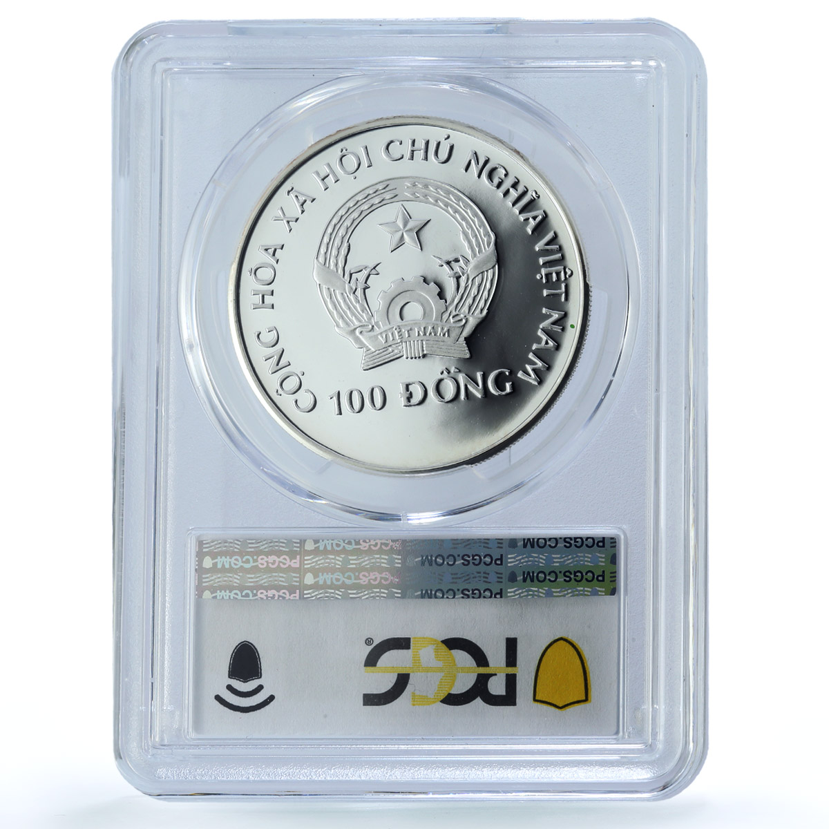 Vietnam 100 dong Caracal Coloured KM-48 Fauna Cat PR 69 PCGS silver coin 1996