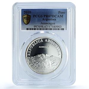 Argentina 1 peso Aconcagua May Revolution KM-164 PR 67 PCGS silver coin 2010