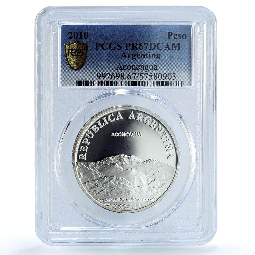 Argentina 1 peso Aconcagua May Revolution KM-164 PR 67 PCGS silver coin 2010