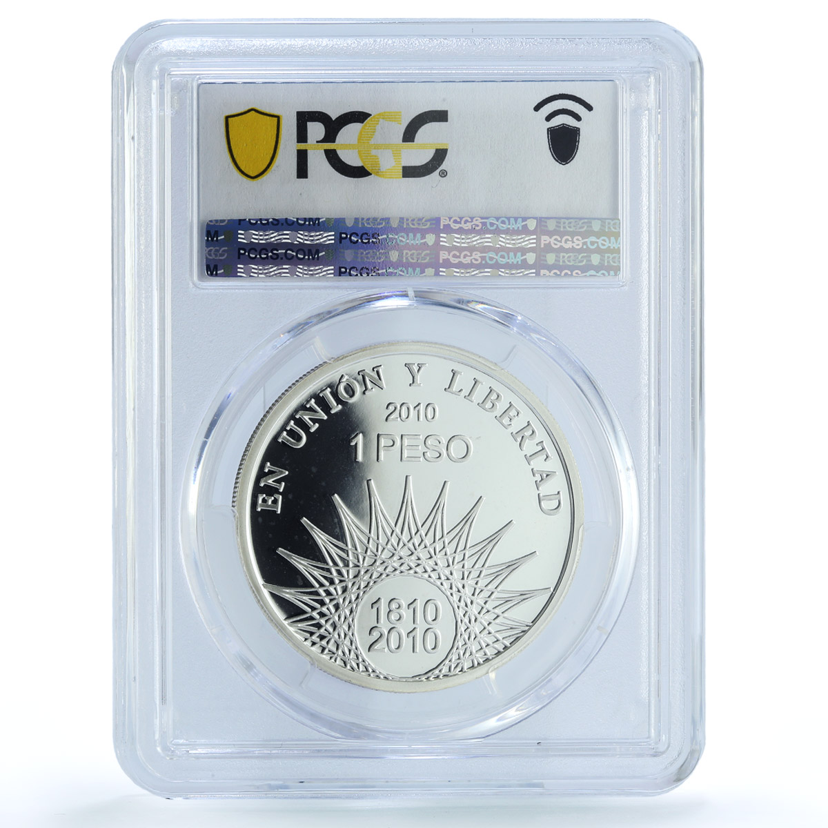 Argentina 1 peso Aconcagua May Revolution KM-164 PR 67 PCGS silver coin 2010
