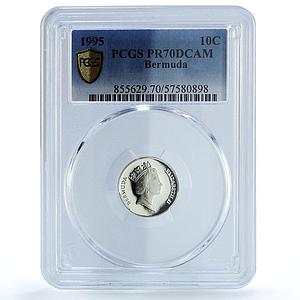 Bermuda 10 cents Elizabeth II KM-46a Lilly Flower PR 70 PCGS silver coin 1995