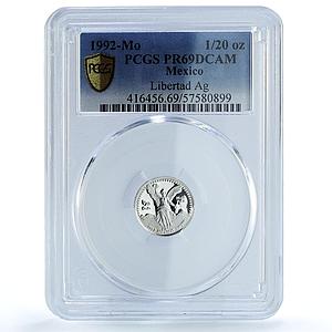 Mexico 1/20 onza Libertad Angel of Indepedence KM-542 PR69 PCGS silver coin 1992