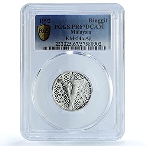 Malaysia 1 ringgit Republic KM-54a PR 67 PCGS silver coin 1992