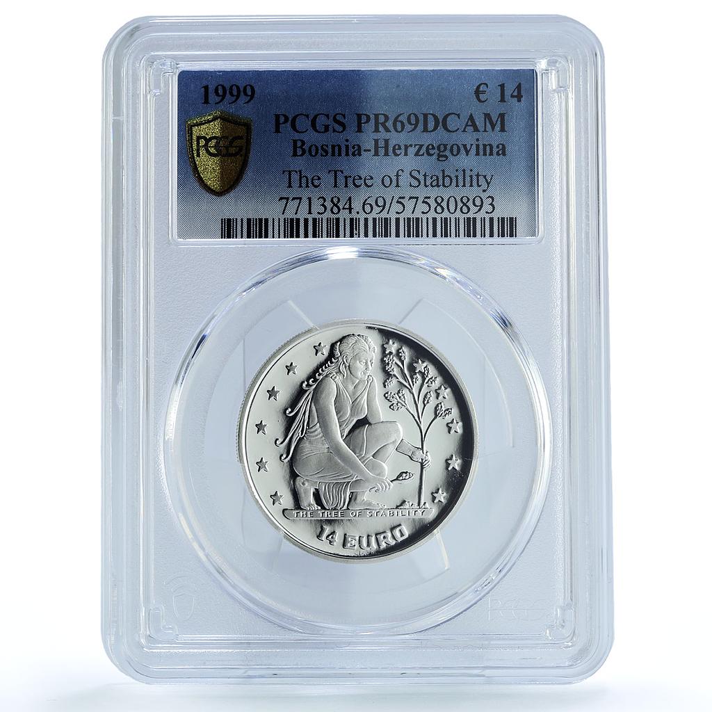 Bosnia Herzegovina 14 euros Tree of Stability KM-114 PR 69 PCGS silver coin 1999 Bosnia Herzegovina 14 euros Tree of Stability KM-114 PR 69 PCGS silver coin 1999