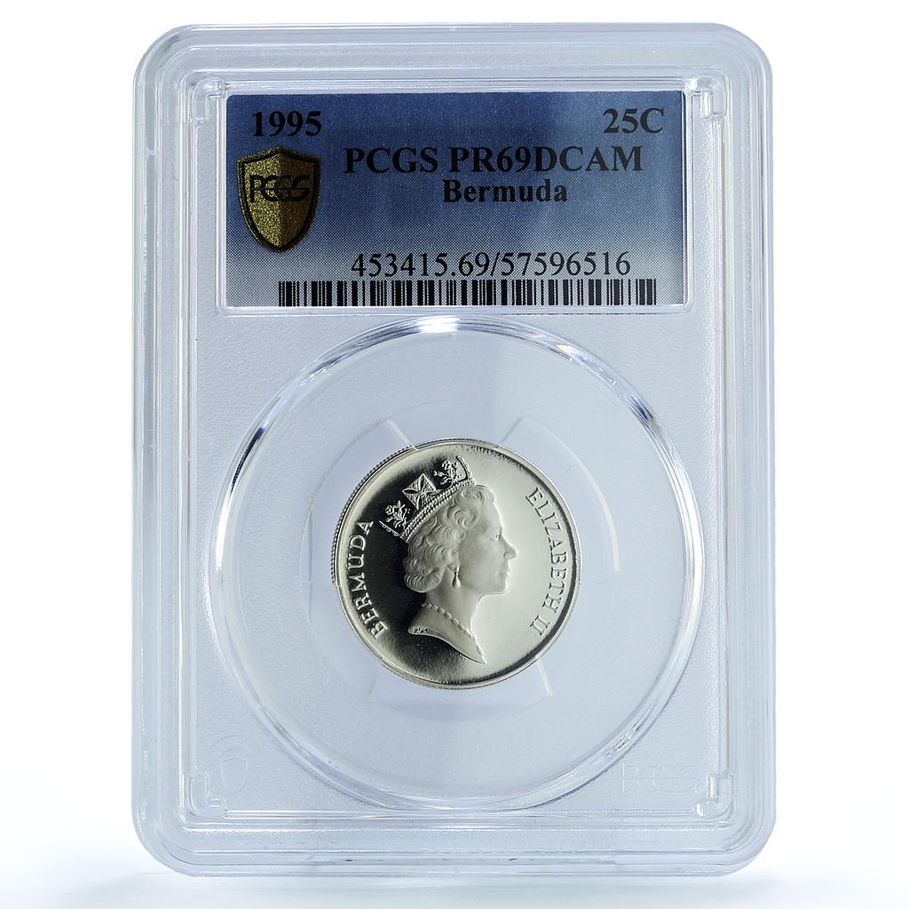 Bermuda 25 cents Elizabeth II KM-47a Tropical Bird PR 69 PCGS silver coin 1995