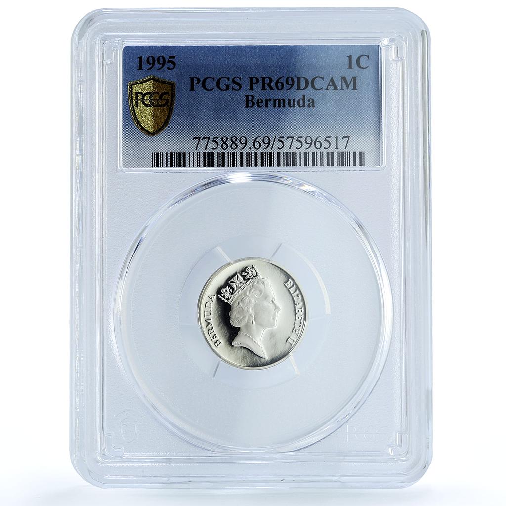 Bermuda 1 cent Elizabeth II KM-44c Wild Boar Pig PR 69 PCGS silver coin 1995