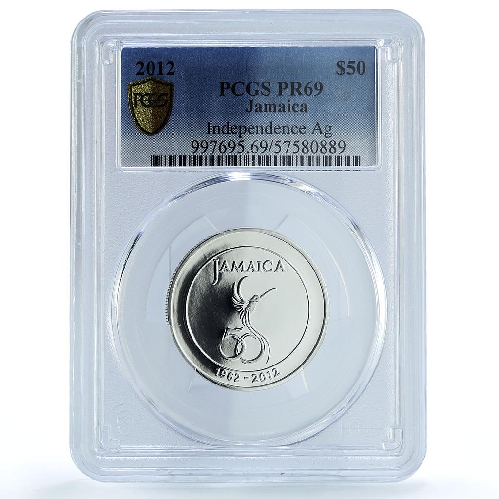 Jamaica 50 dollars Independence KM-205 Colibri Bird PR 69 PCGS silver coin 2012