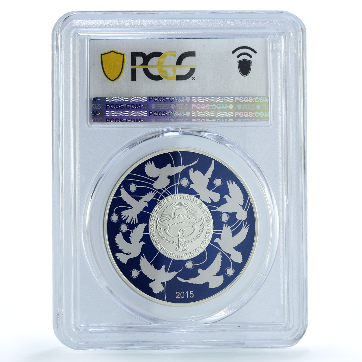 Kyrgyzstan 10 som Great Victory KM-8 WWII Anniversary PR70 PCGS silver coin 2015