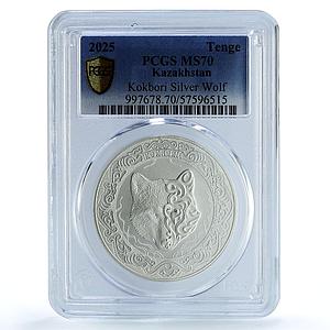 Kazakhstan 1 tenge Kokbori Sky Wolf MS 70 PCGS silver coin 2025