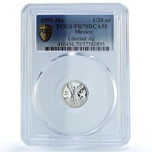 Mexico 1/20 onza Libertad Angel of Indepedence KM-542 PR70 PCGS silver coin 1992