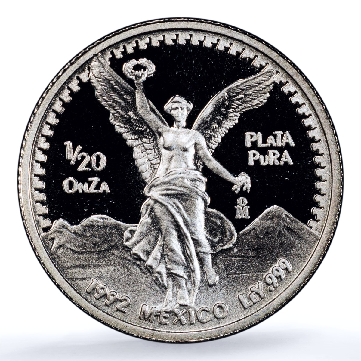 Mexico 1/20 onza Libertad Angel of Indepedence KM-542 PR70 PCGS silver coin 1992