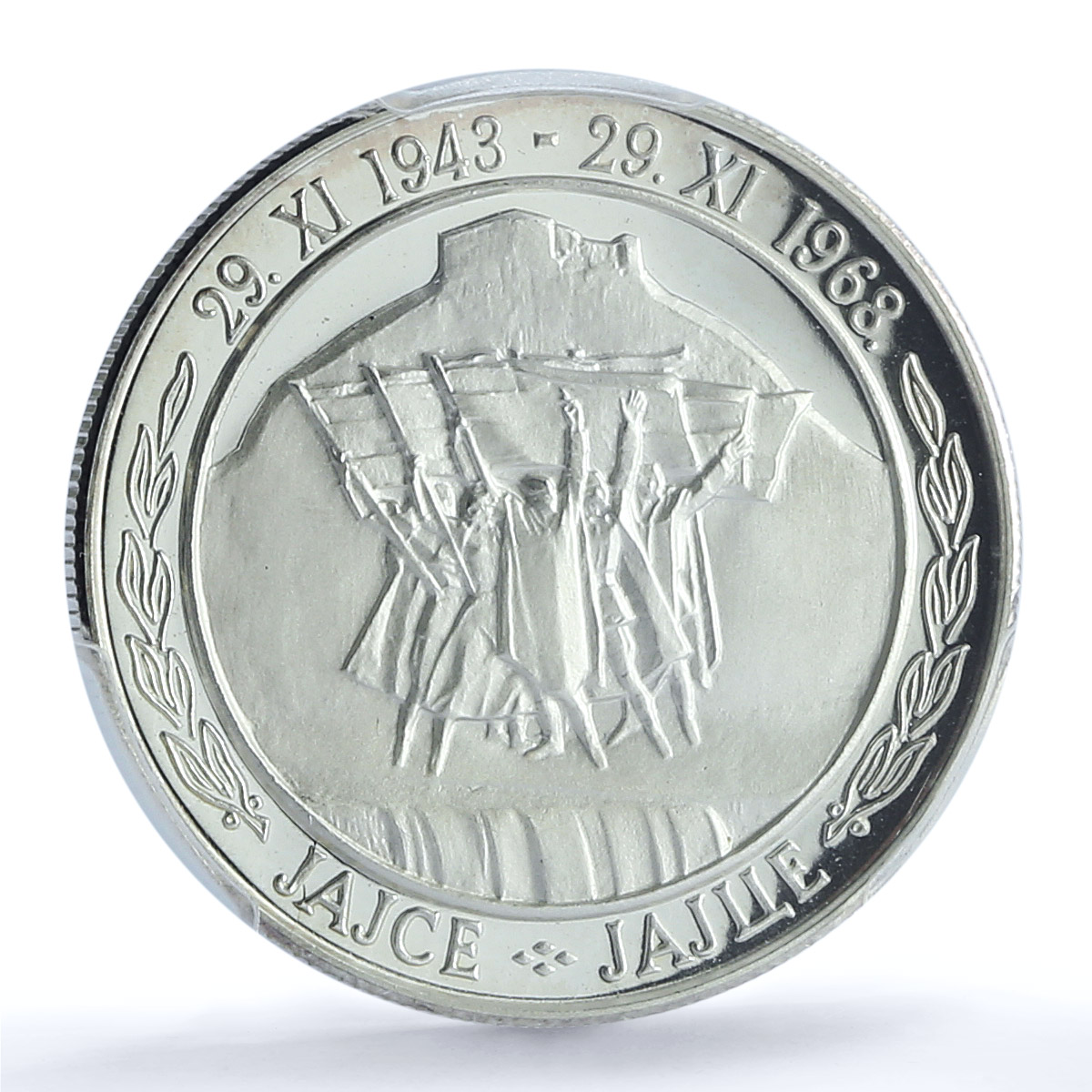 Yugoslavia 20 dinara AVNOJ Jajce NI Mark KM-49 PR 69 PCGS silver coin 1968