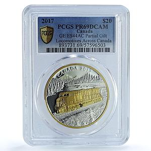 Canada 20 dollars GE ES44AC Locomotive KM-2436 Train PR 69 PCGS silver coin 2017