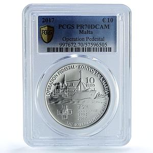 Malta 10 euros Operation Pedestal KM-188 Ship PR 70 PCGS silver coin 2017