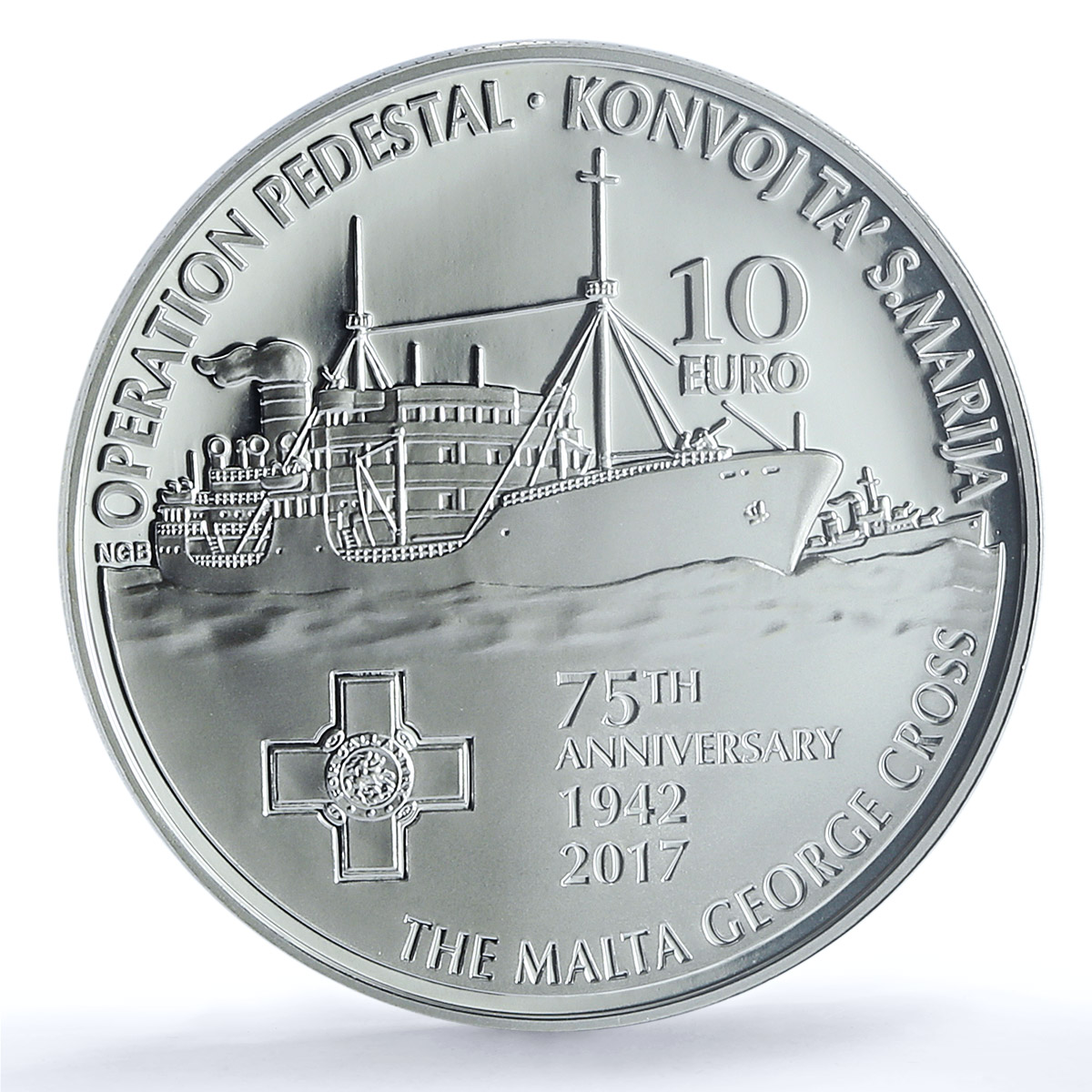 Malta 10 euros Operation Pedestal KM-188 Ship PR 70 PCGS silver coin 2017