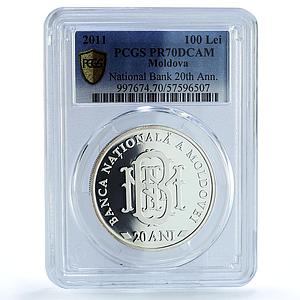 Moldova 100 lei National Bank KM-62 Anniversary PR 70 PCGS silver coin 2011