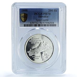 Slovakia 200 korun Spis Castle KM-44 Architecture PR 70 PCGS silver coin 1998