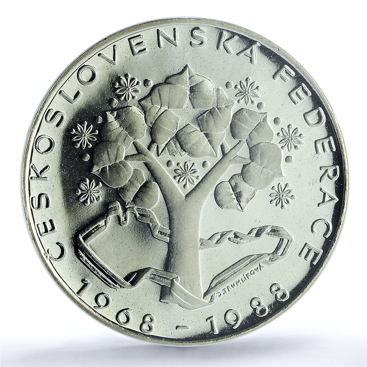 Czechoslovakia 500 korun National Federation Oak Tree PR64 PCGS silver coin 1988 Czechoslovakia 500 korun National Federation Oak Tree PR64 PCGS silver coin 1988