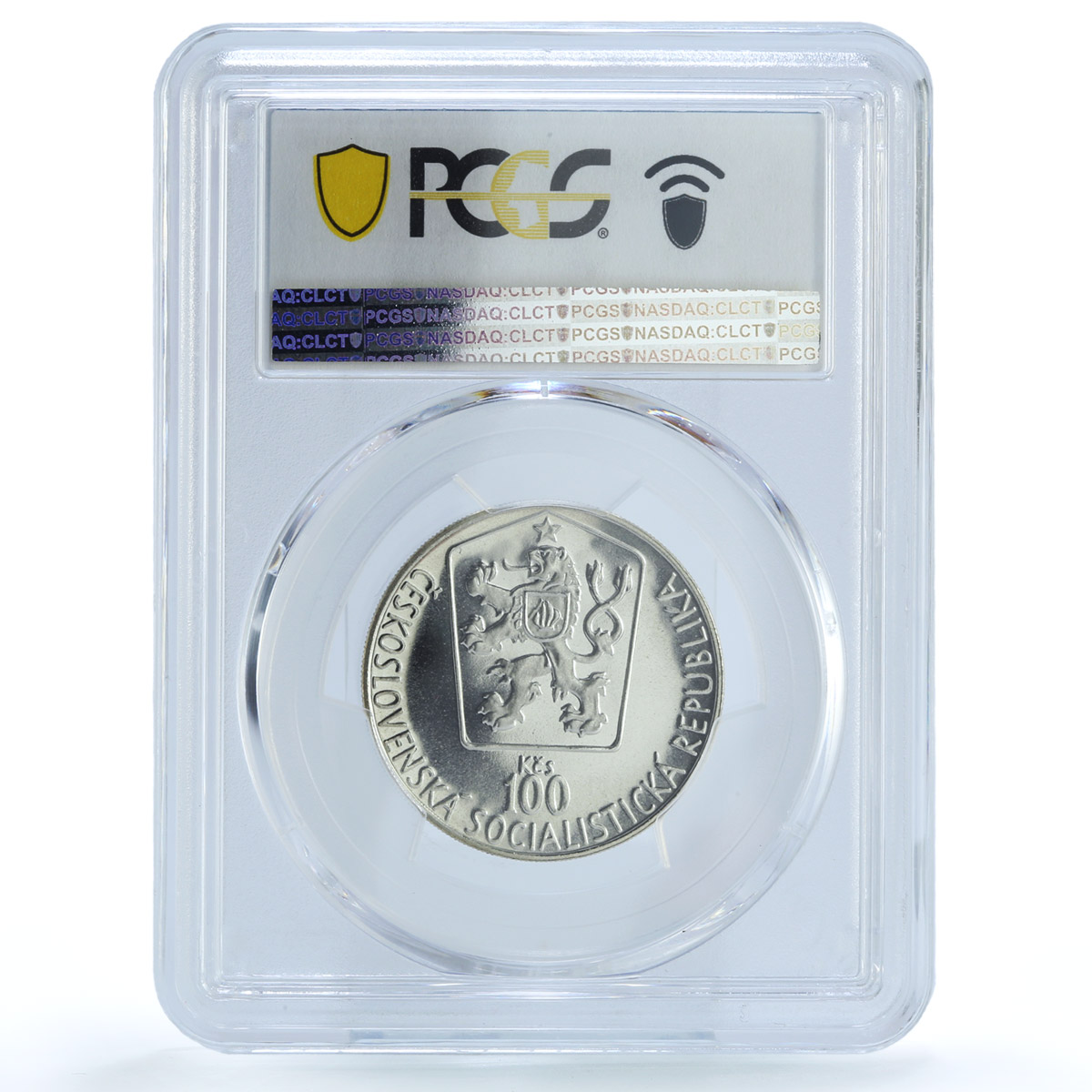 Czechoslovakia 100 korun Ice Hockey World Cup MS69 PCGS silver coin 1985
