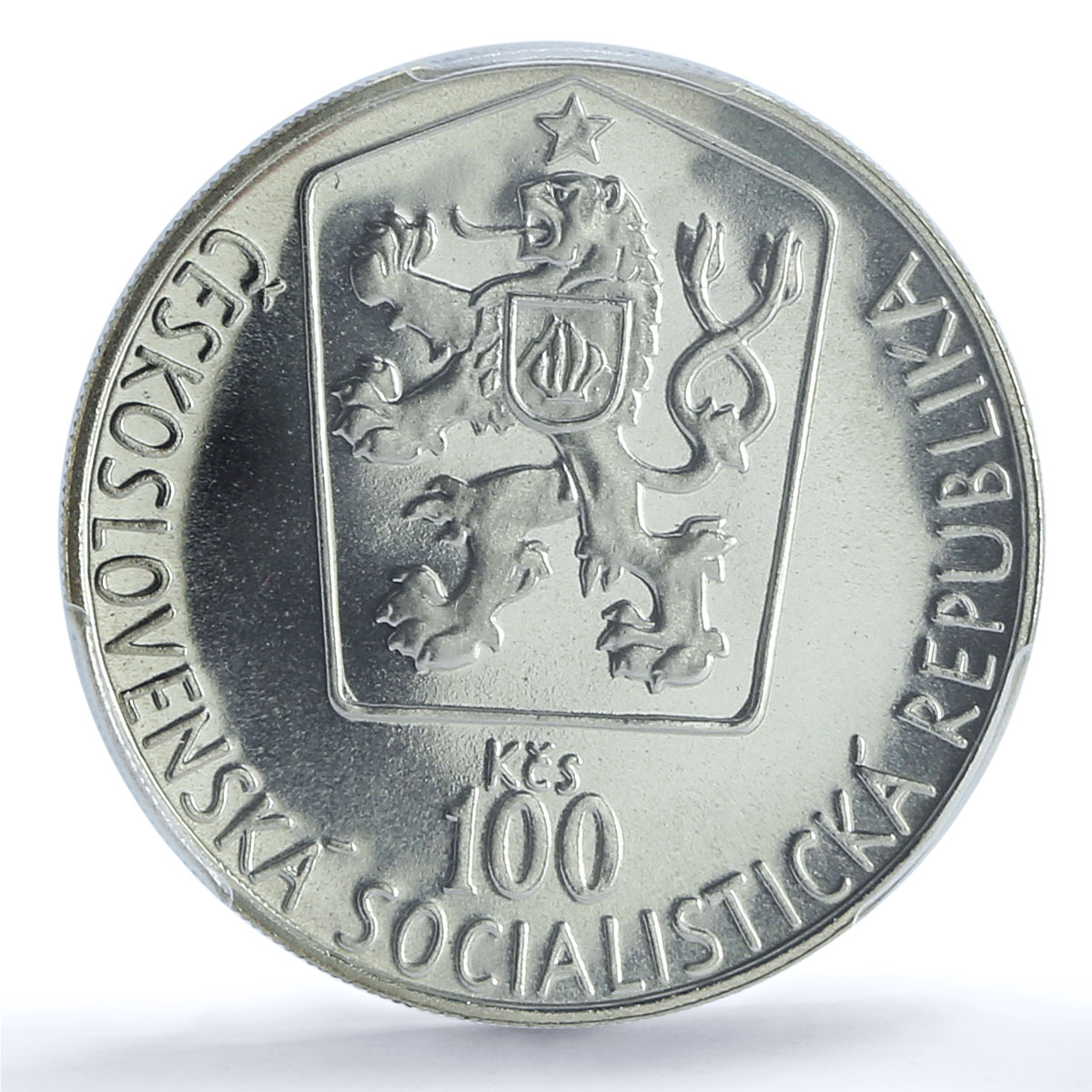 Czechoslovakia 100 korun Ice Hockey World Cup MS69 PCGS silver coin 1985